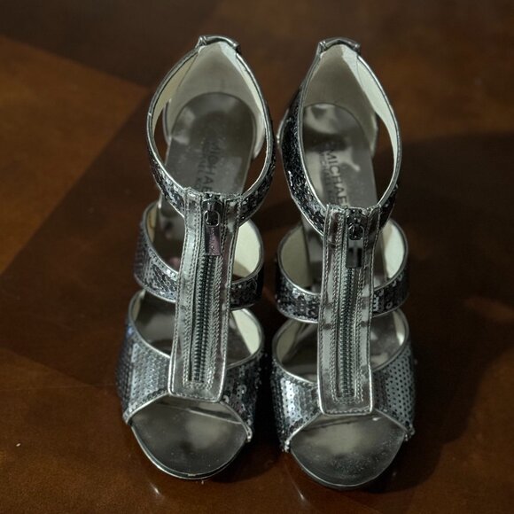 Metallic Sequin Leather Heels - Size 9M (New Without Box) - Picture 1 of 6